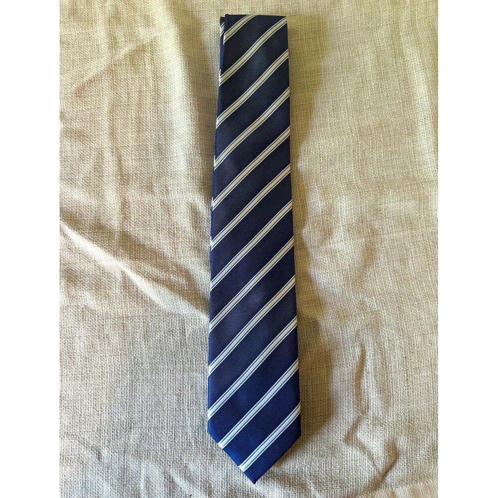 Giorgio Mariani Cravatte Men’s Necktie Navy Blue Light Blue White Striped Tie
